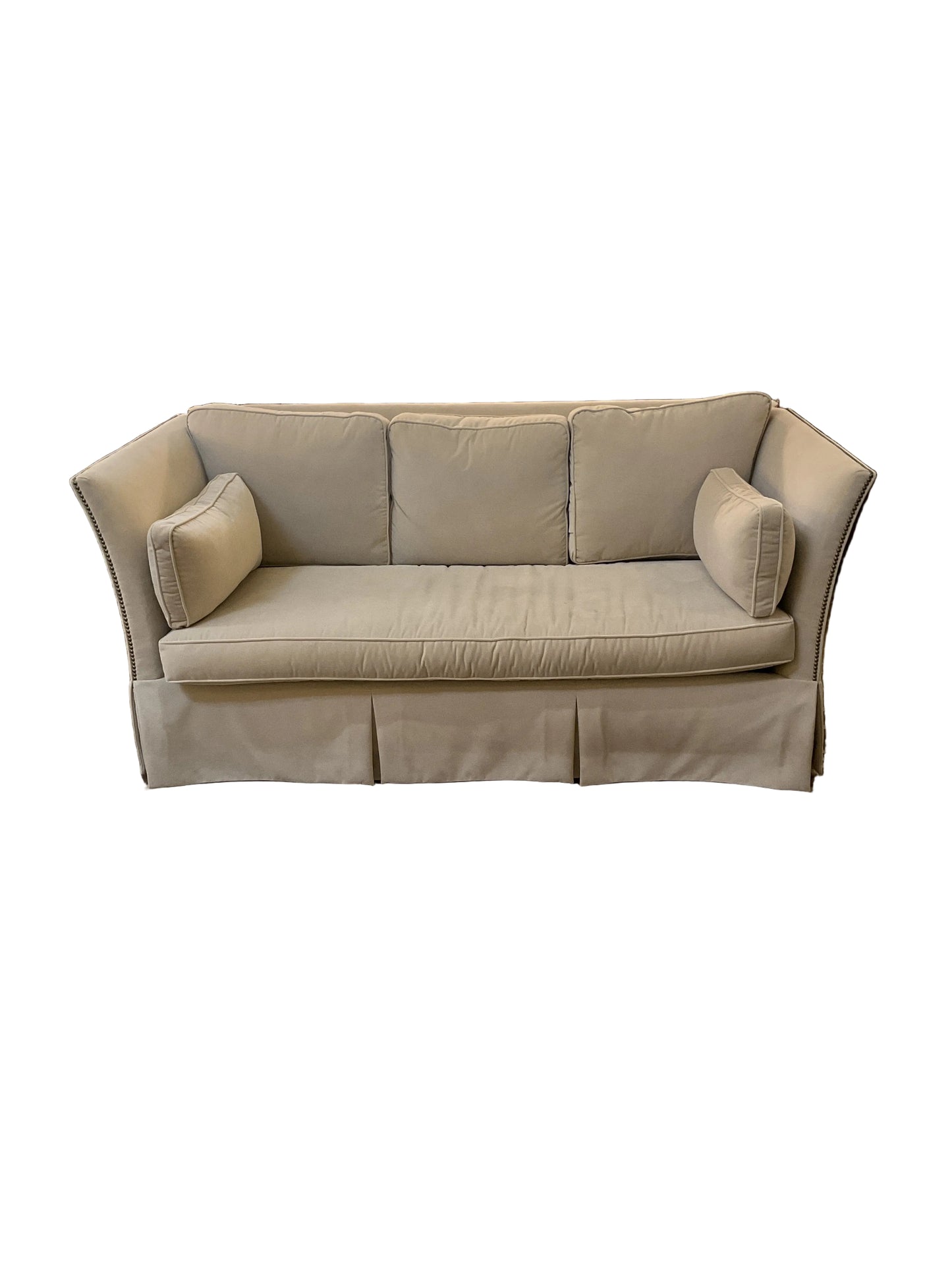 Pair Cream Slope Arm Sofas