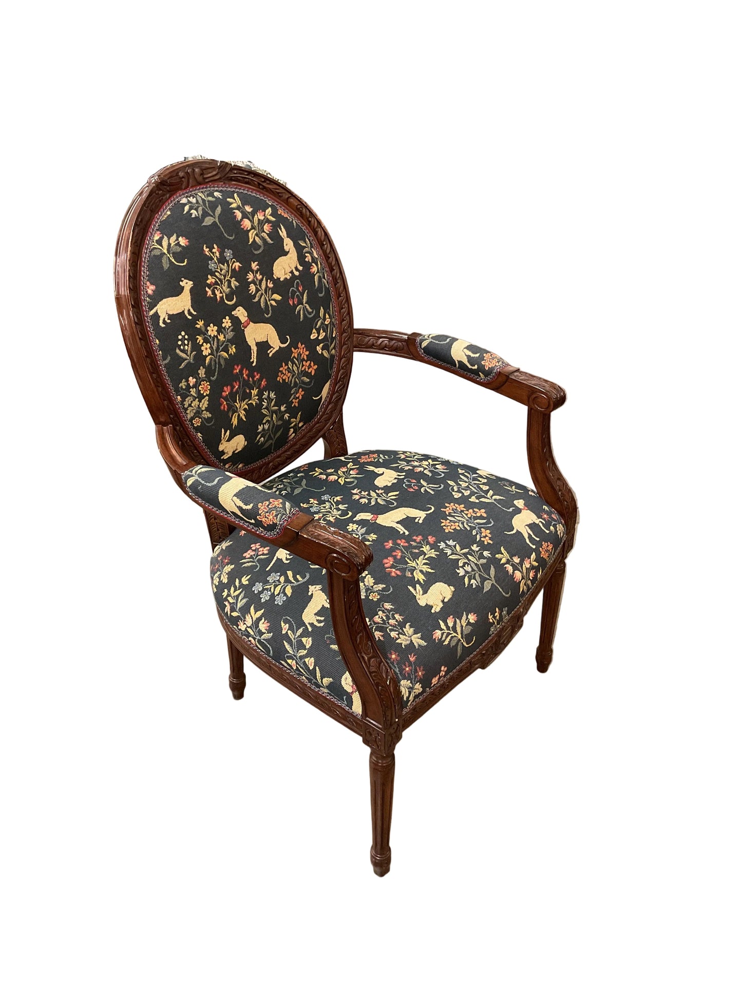 Pair Louis XVI Style Arm Chairs