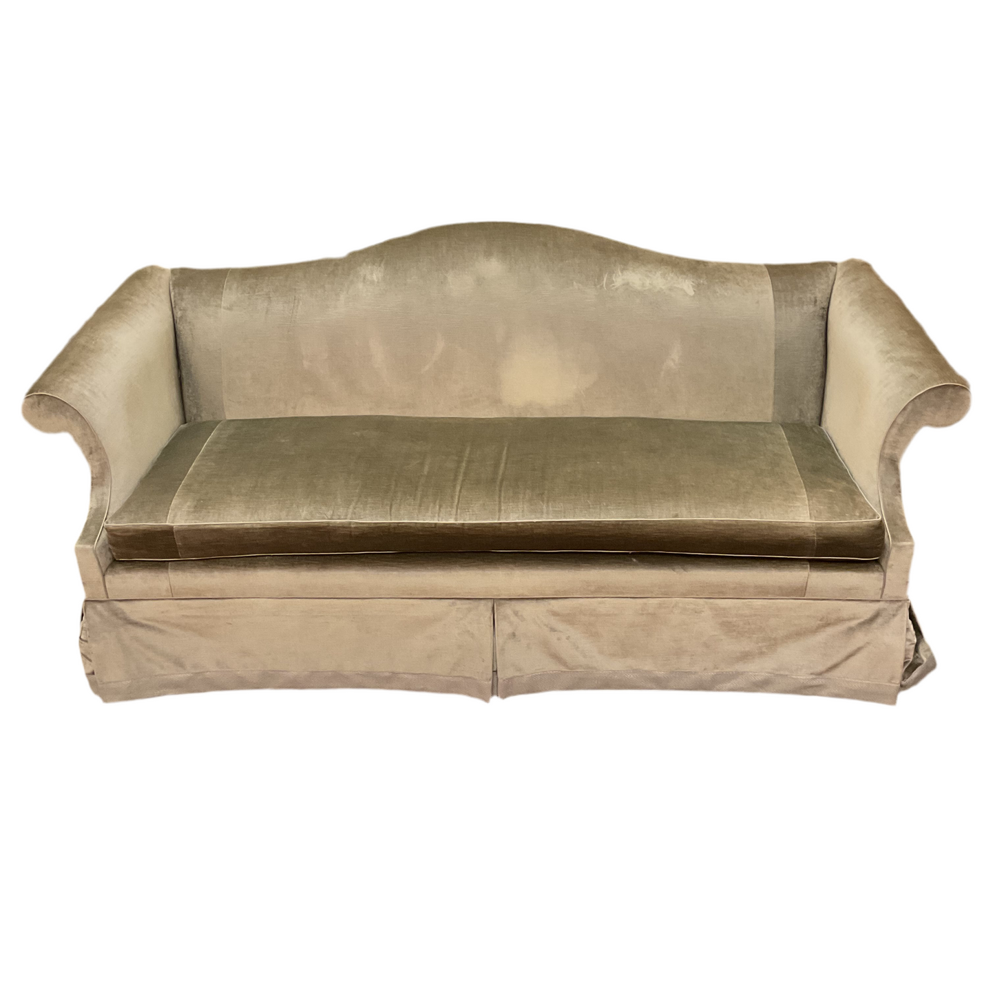 Silk Velvet Camelback Sofa
