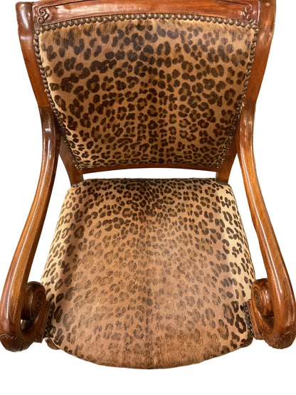 Empire Style Arm Chair w/Leopard Upholstery