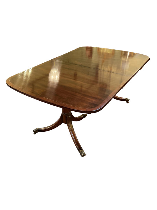 Vintage Mahogany Double Pedestal Dining Table by Kittinger Furniture.