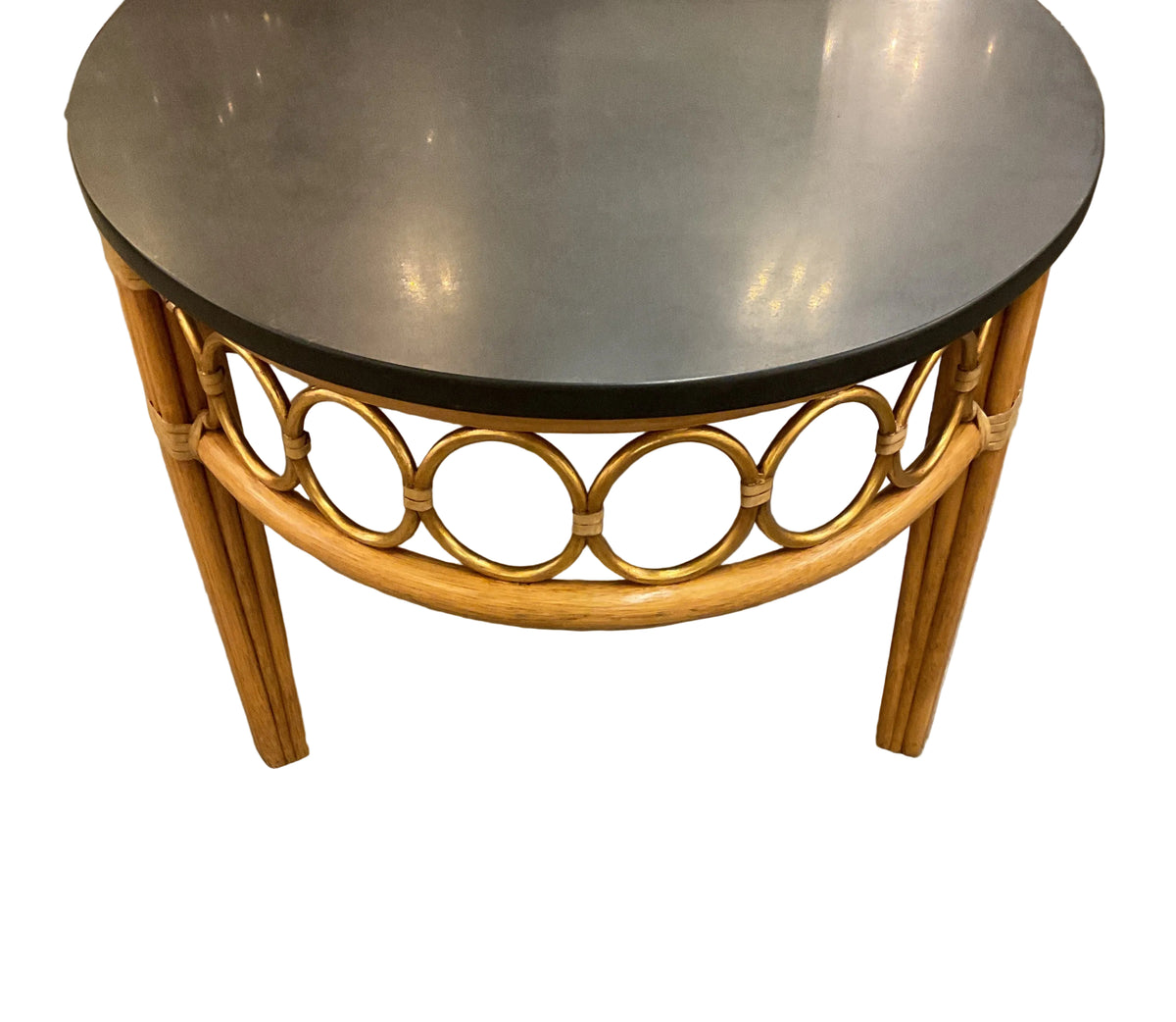 Oval Granite Coffee Table w/Bamboo Base by McGuire