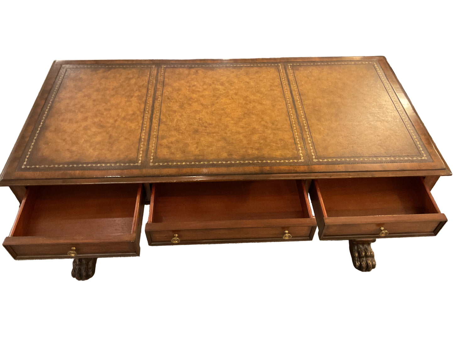 Neoclassical Style Leather Top Library Desk by Maitland-Smith