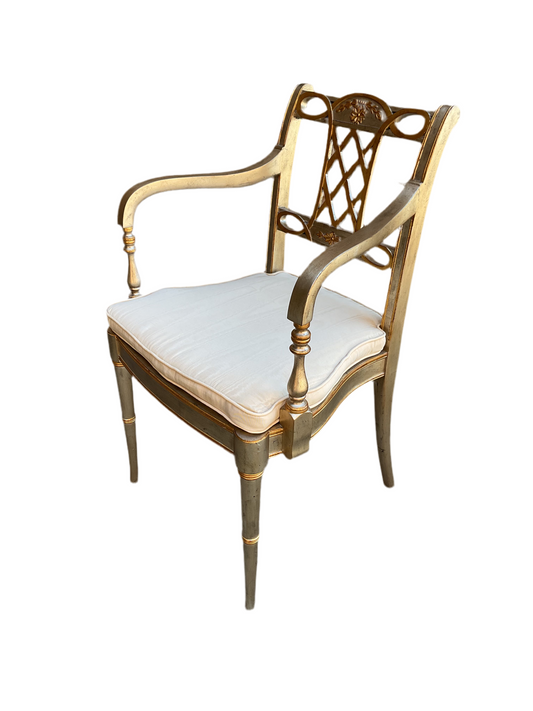 Pair Silver Leaf and Gilt Arm Chairs