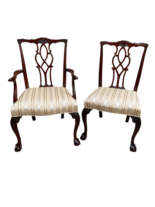 Set of 8 Chippendale Style Dining Chairs By Kindel Furniture