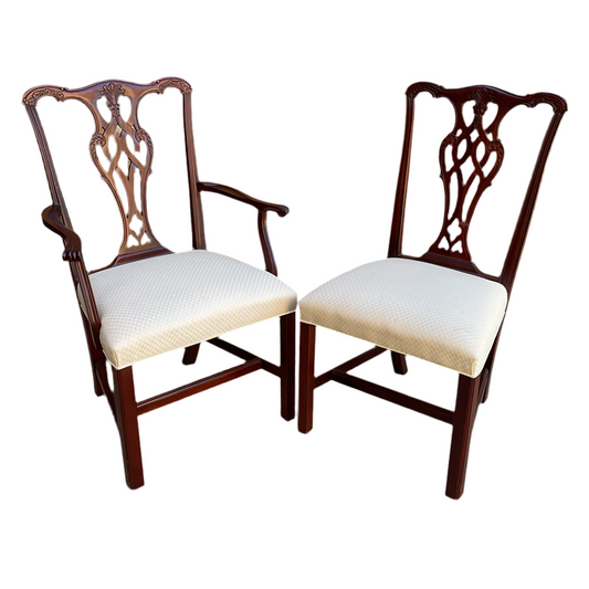 Set 8 Chippendale Style Dining Chairs