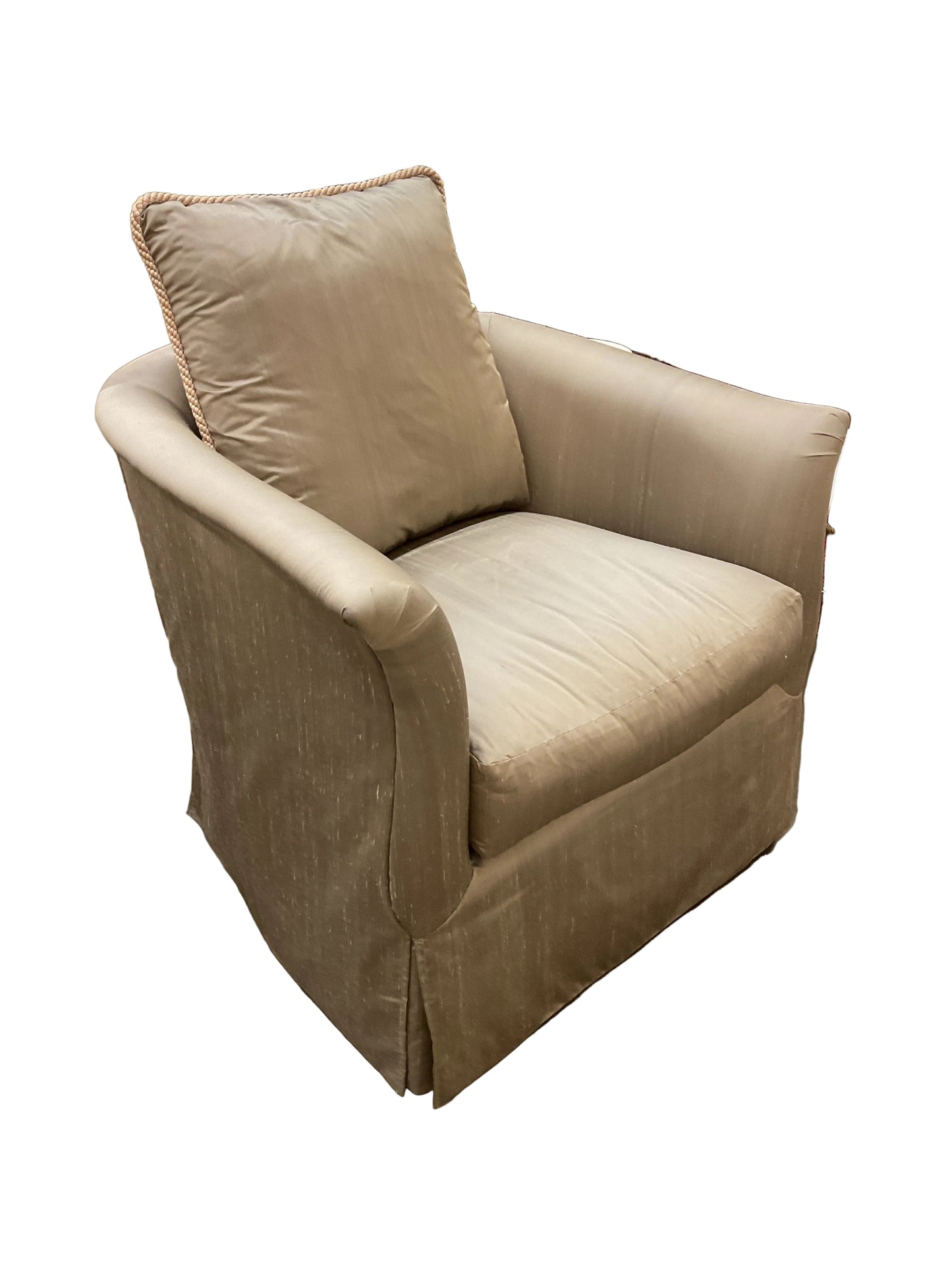 Pair Silk Upholstery Club Chairs By Marge Carson