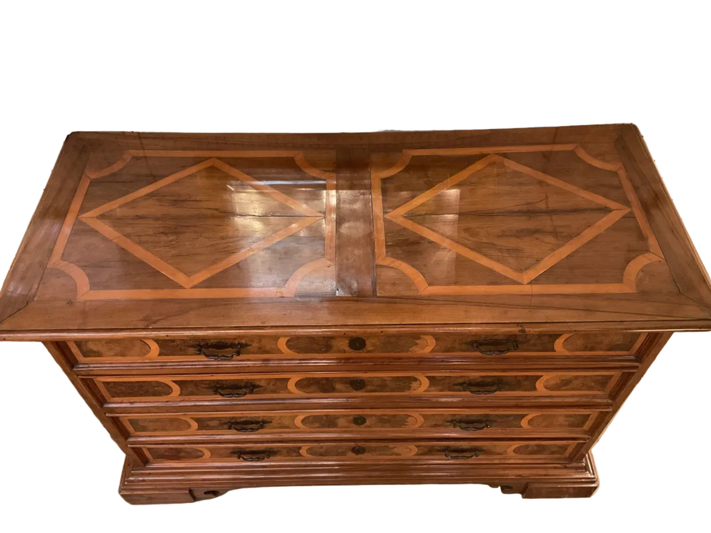 Antique Italian Walnut Inlaid Chest of Drawers