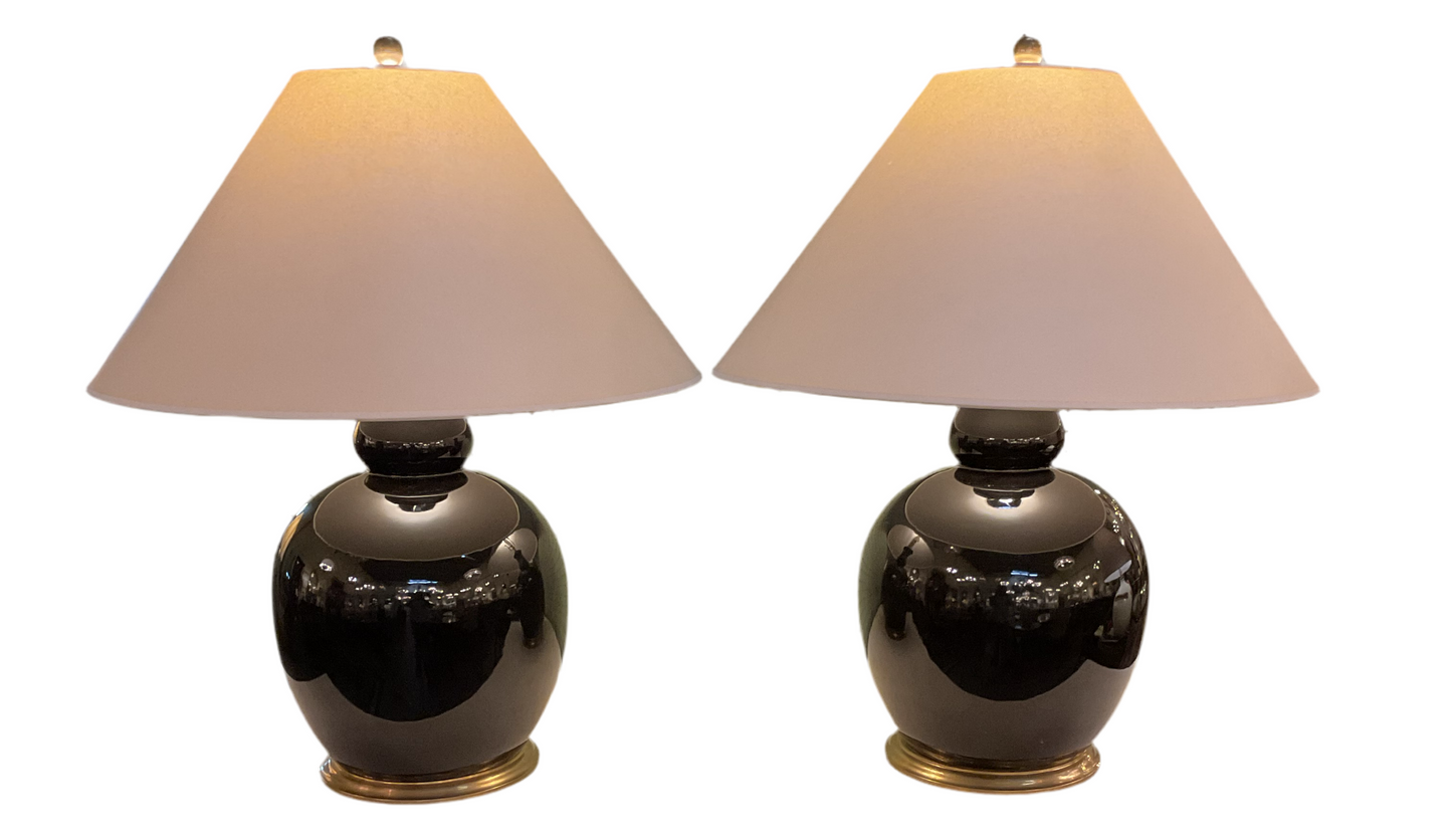 Pr Black Asian Style Lamps By Ralph Lauren