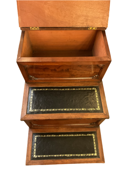 Antique  19th C. Leather Top Library Steps