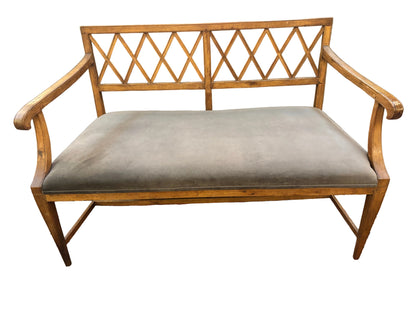 Wooden Bench with Mohair Upholstery