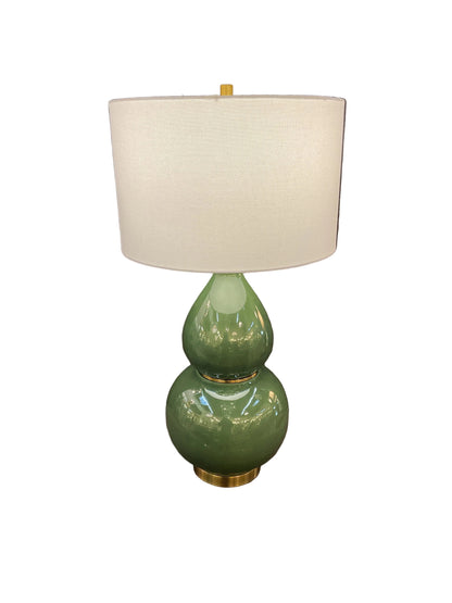 Pair Green Ceramic Lamps