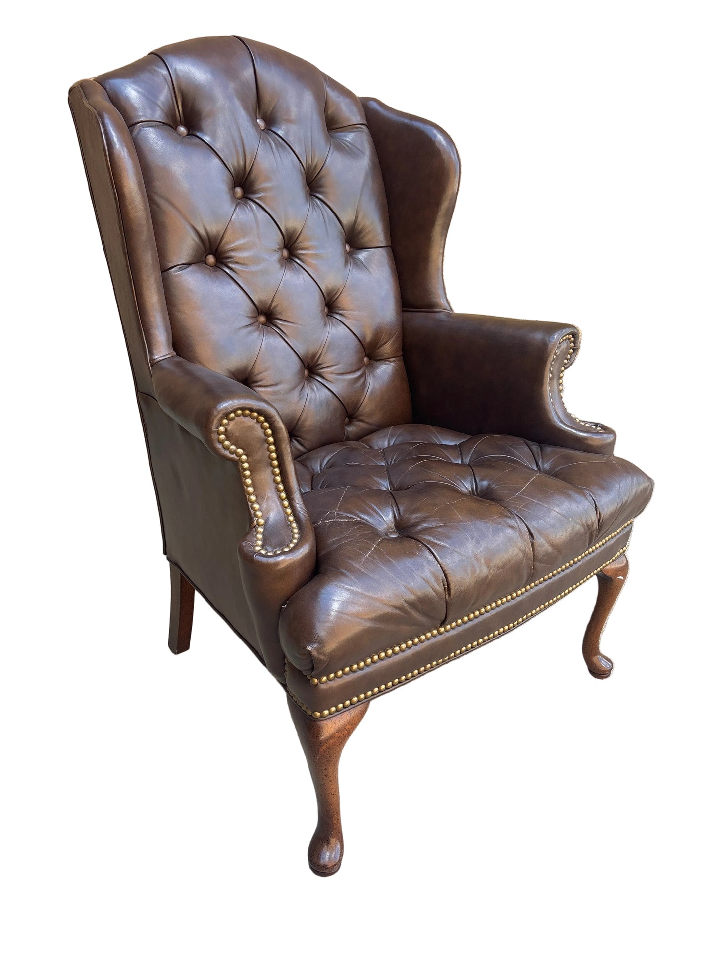 Brown Leather Wingback Chair