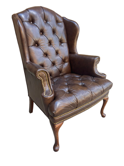 Brown Leather Wingback Chair