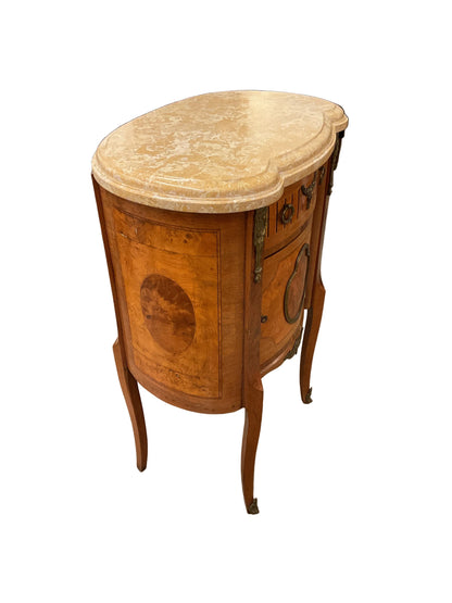 Pair French Louis XVI Marble Top Nightstands