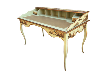 Louis XVI Style Hand Painted Chinoiserie Desk By Minton-Spidell