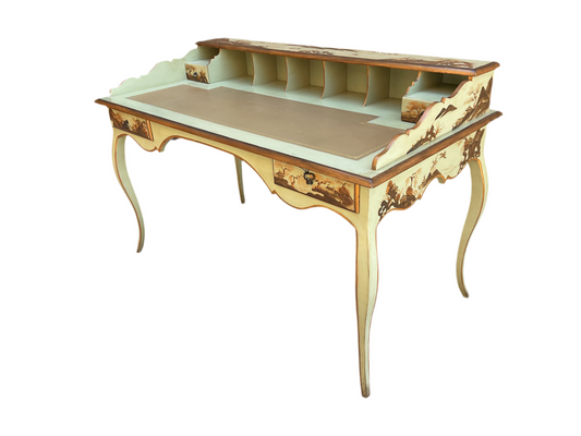 Louis XVI Style Hand Painted Chinoiserie Desk By Minton-Spidell