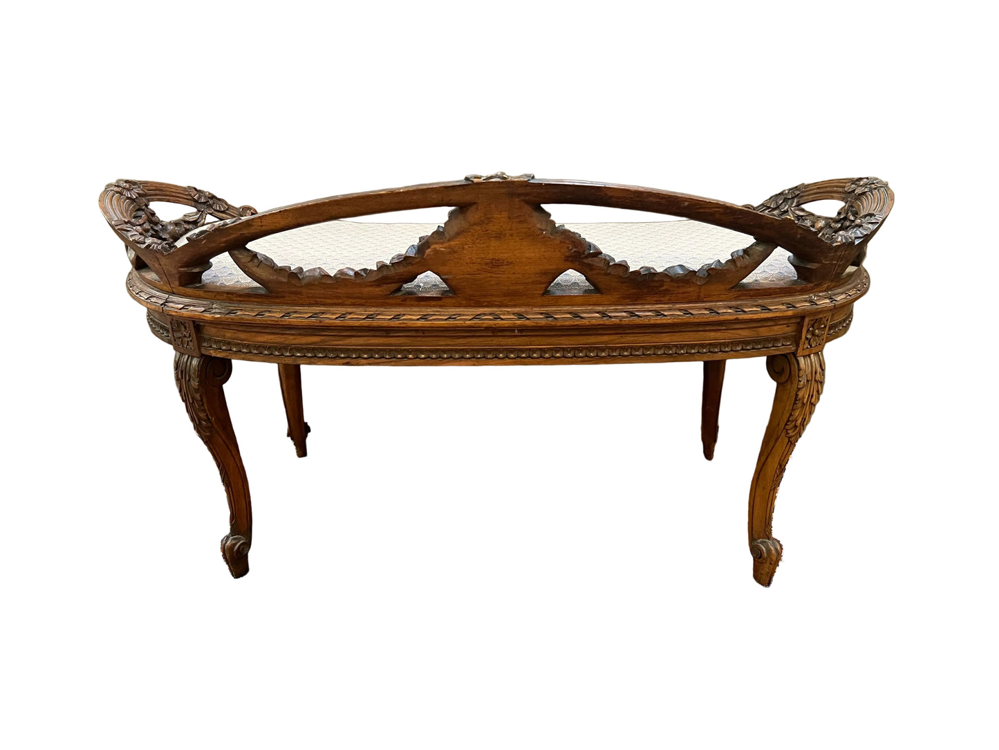 Vintage Louis XV Style Wooden Carved  Bench