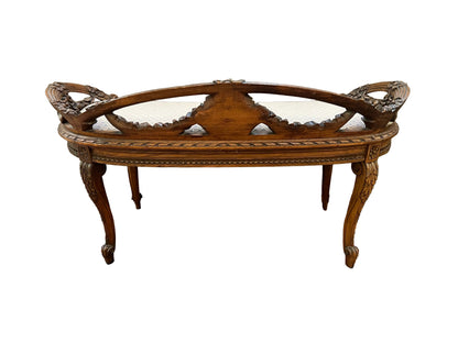 Vintage Louis XV Style Wooden Carved  Bench
