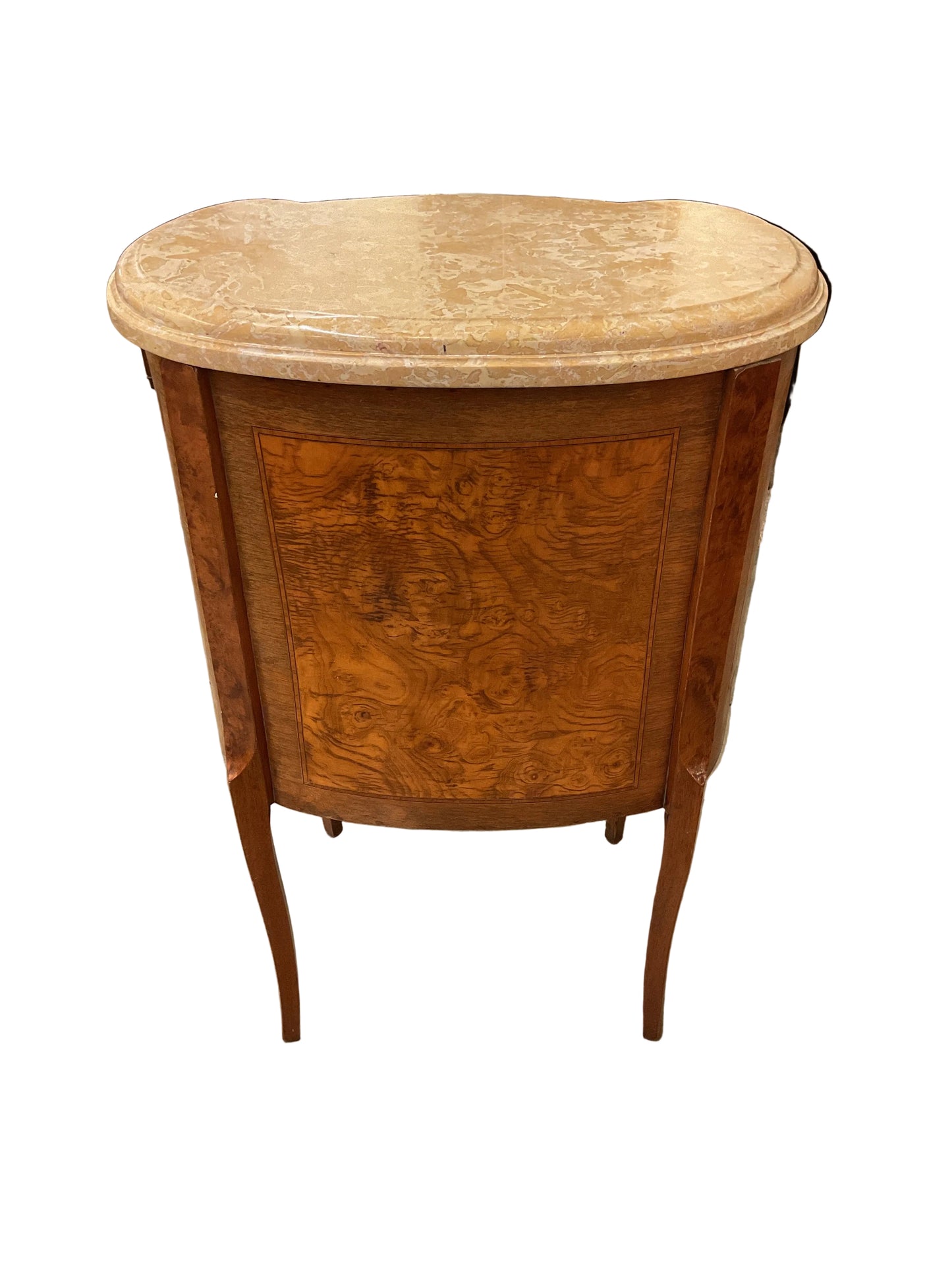 Pair French Louis XVI Marble Top Nightstands