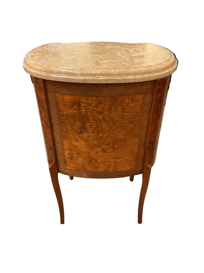 Pair French Louis XVI Marble Top Nightstands