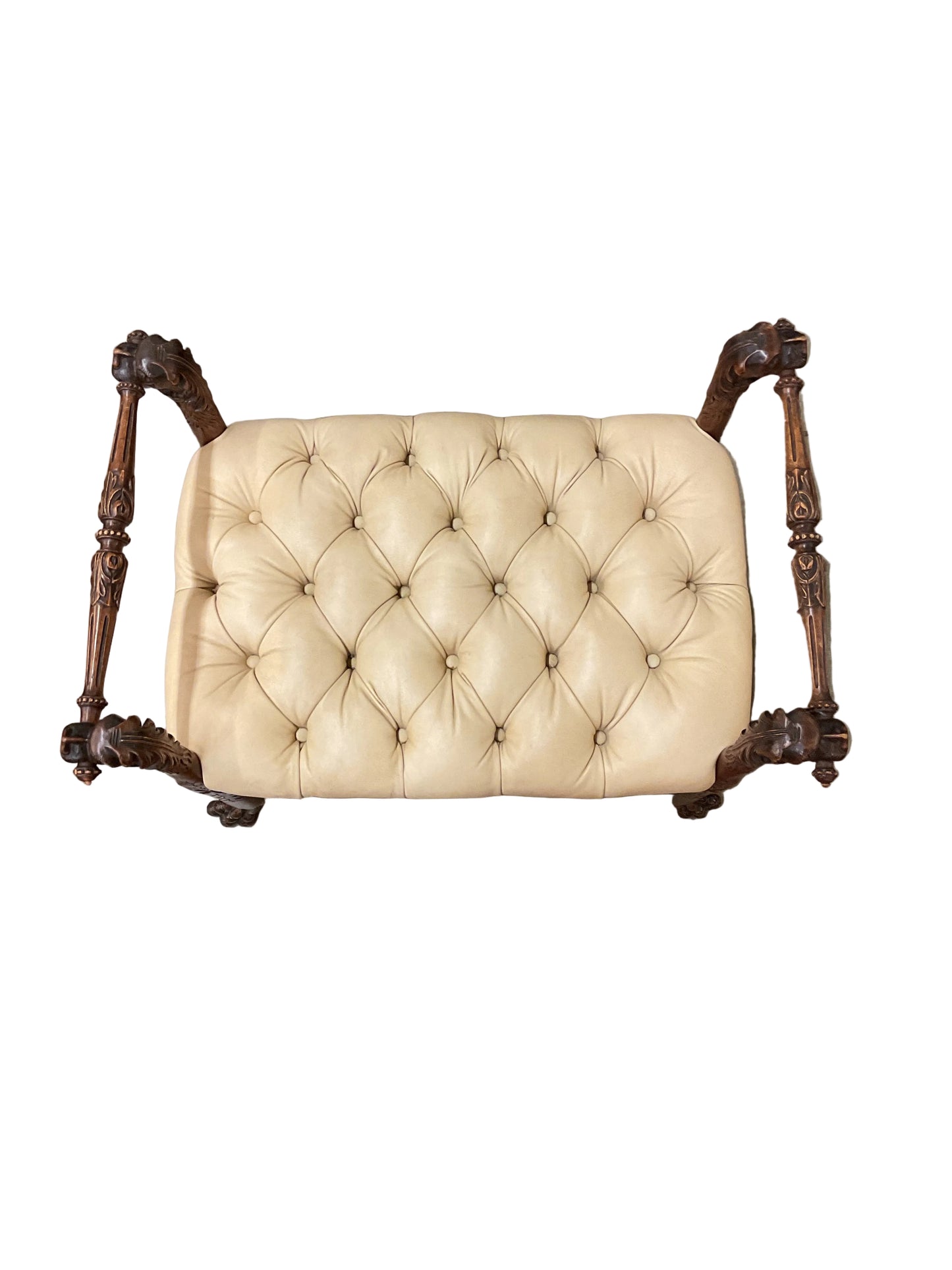 Antique Regency Leather Bench ￼