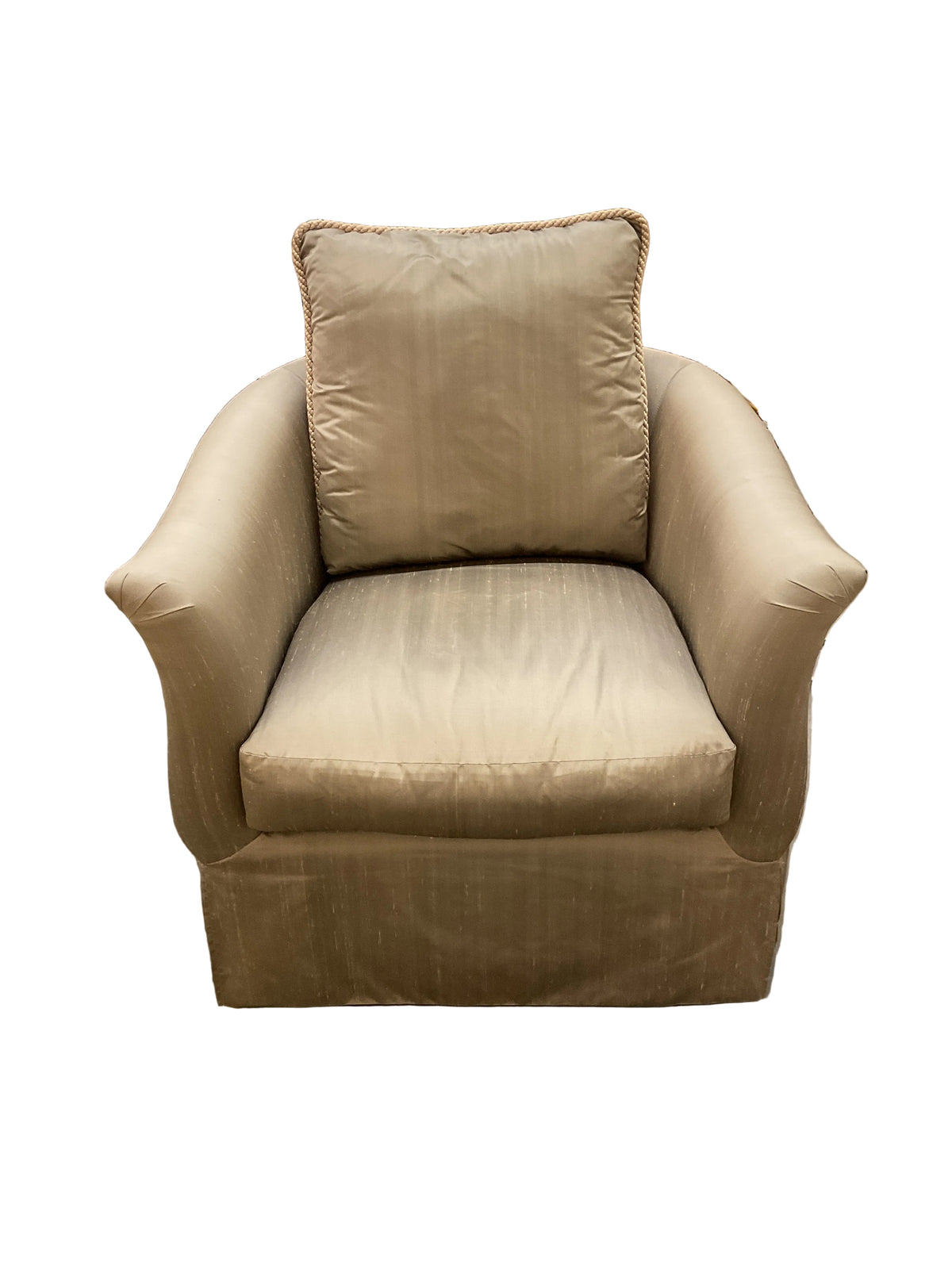 Pair Silk Upholstery Club Chairs By Marge Carson