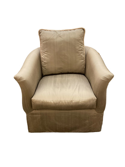 Pair Silk Upholstery Club Chairs By Marge Carson