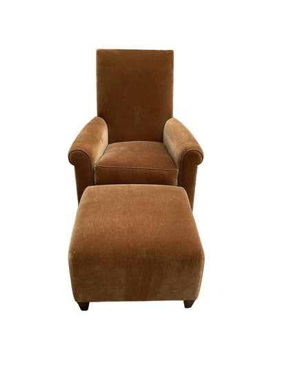 Olive Mohair Club Chair and Ottoman by Donghia