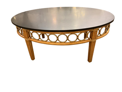 Oval Granite Coffee Table w/Bamboo Base by McGuire