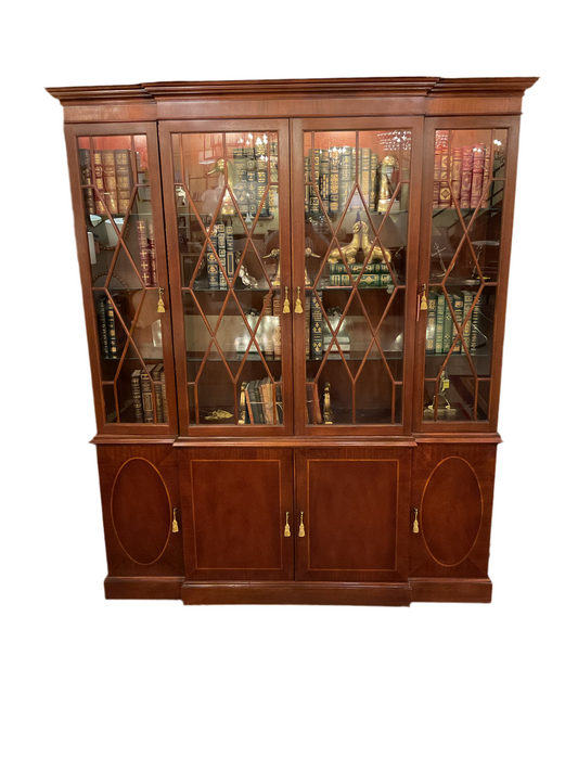 Mahogany Regency Style Breakfront By Baker Furniture Company