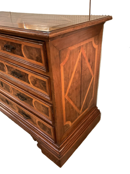 Antique Italian Walnut Inlaid Chest of Drawers