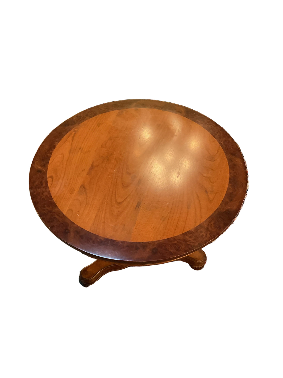 Foyer Pedestal Mahogany Burl Wood Table By Baker Furniture