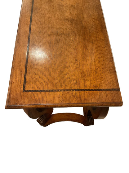 Traditional Oak Console Table Geometric Inlay