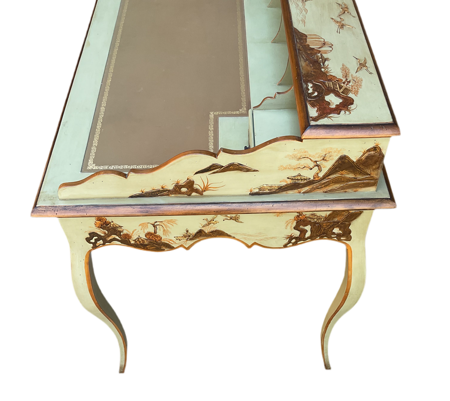 Louis XVI Style Hand Painted Chinoiserie Desk By Minton-Spidell