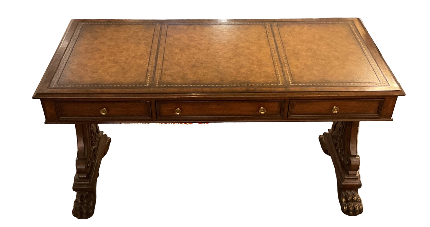 Neoclassical Style Leather Top Library Desk by Maitland-Smith