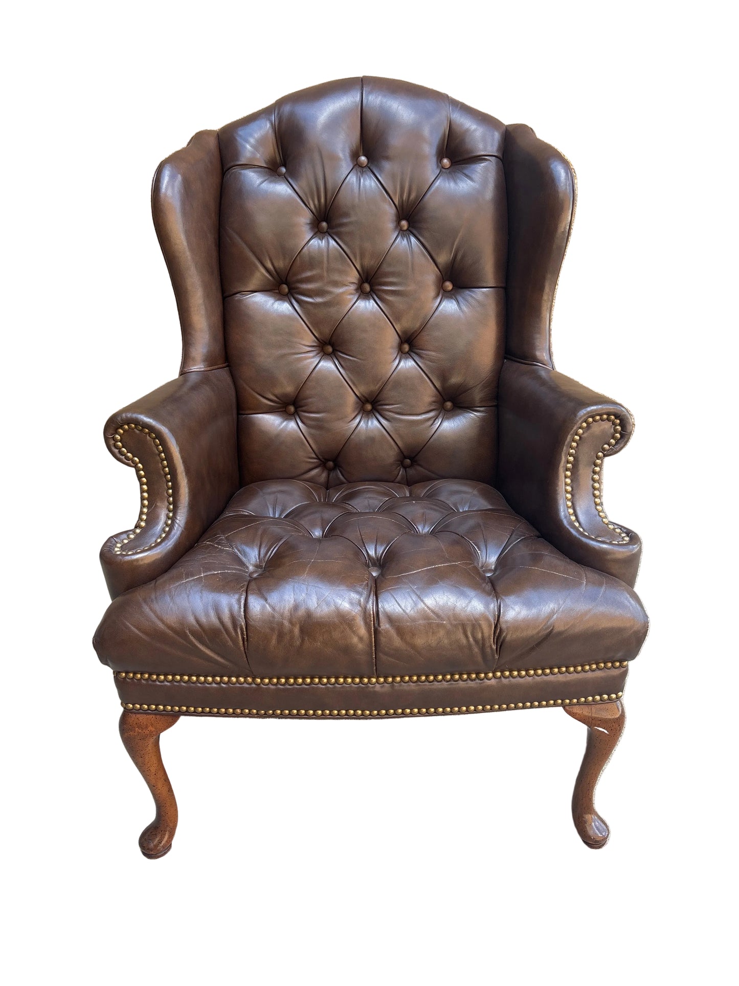Brown Leather Wingback Chair
