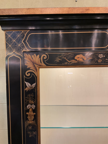 Black Lacquered Chinoiserie Display Cabinet By  Baker Furniture Company