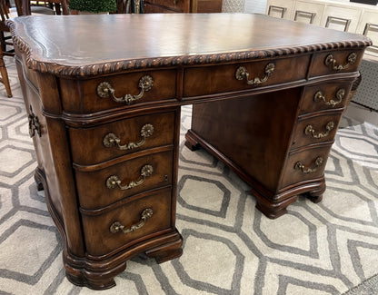 Walnut Scalloped Partner Style Desk