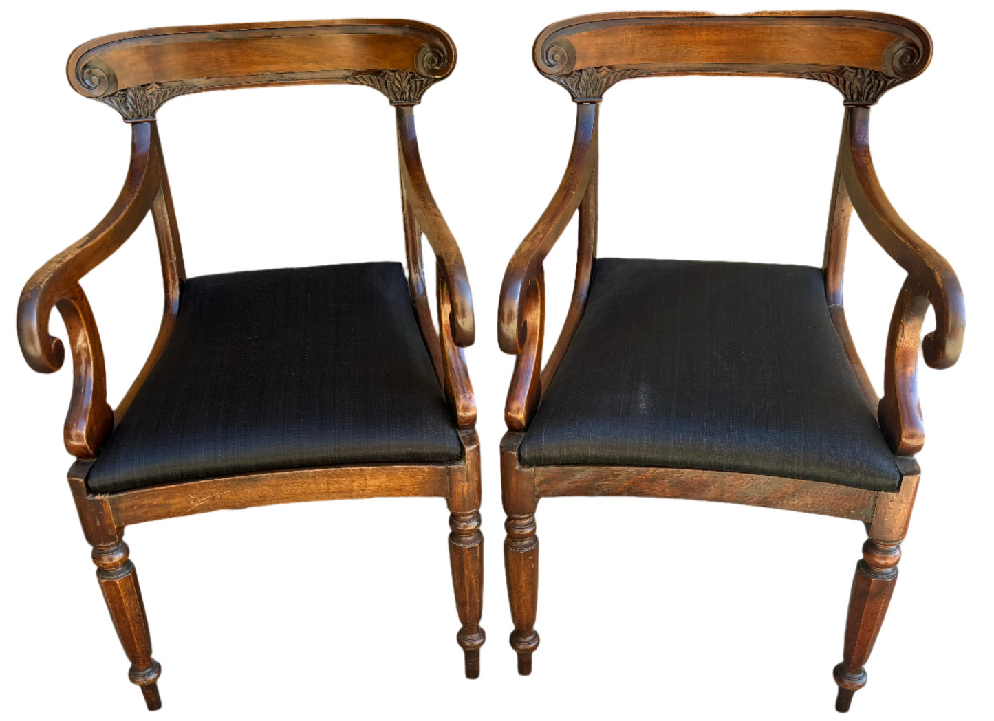 Pair Antique Empire Arm Chairs