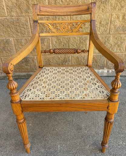 Pair Regency Hand Woven Cane Chairs