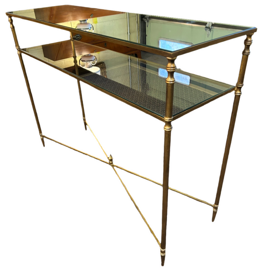 Gold Metal Two Tier Console Table