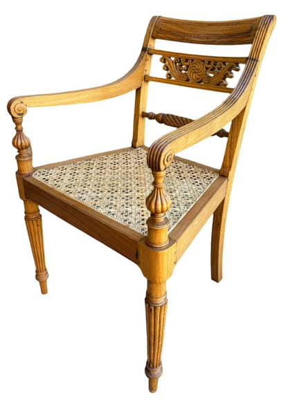 Pair Regency Hand Woven Cane Chairs