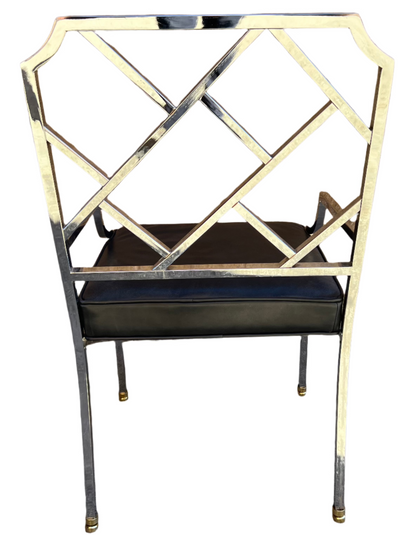 MCM Pair Chippendale Chrome Chairs by Milo Baughman