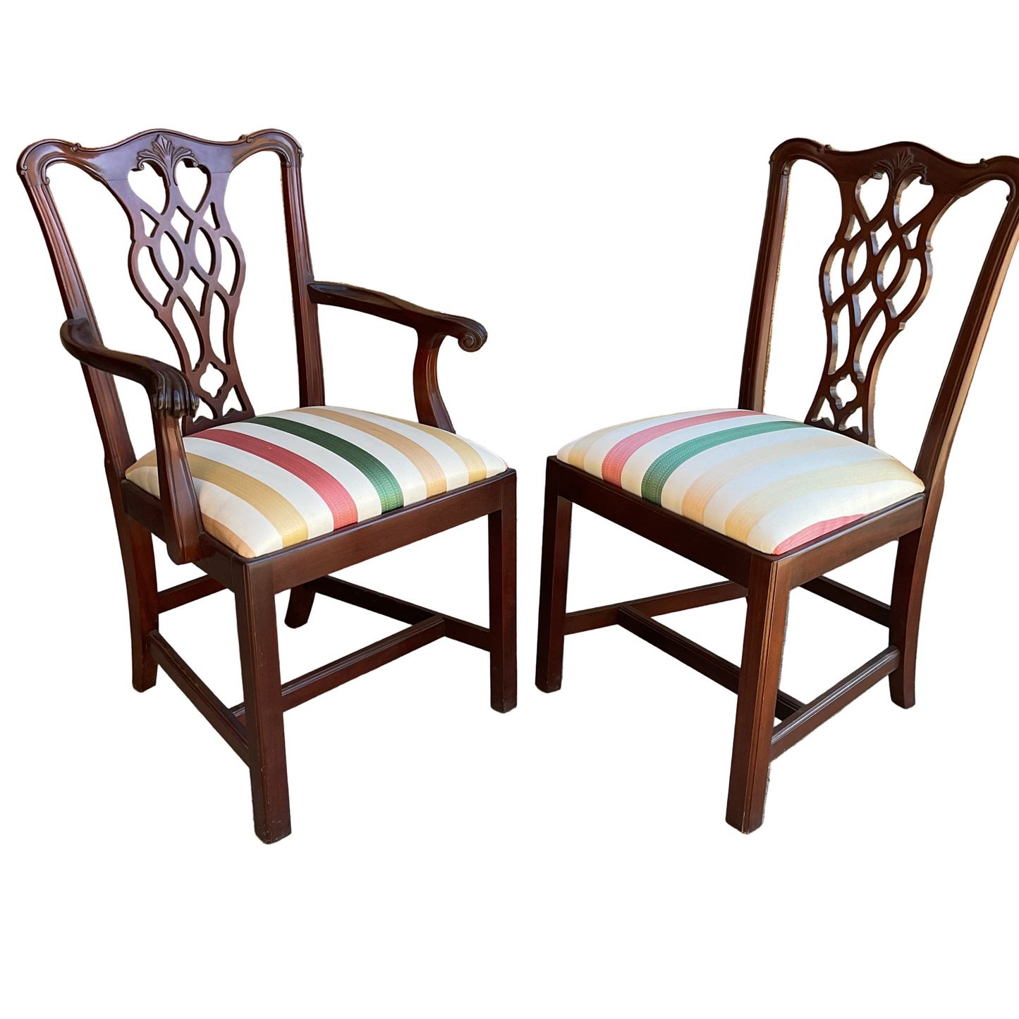 Set of 8 Chippendale Style Mahogany Dining Chairs By Councill