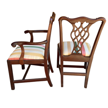 Set of 8 Chippendale Style Mahogany Dining Chairs By Councill