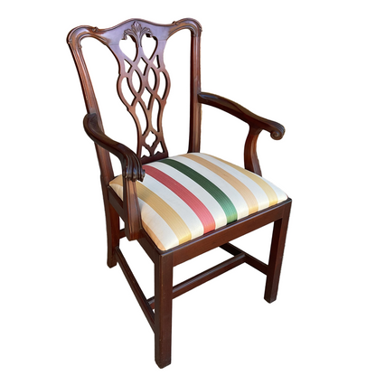 Set of 8 Chippendale Style Mahogany Dining Chairs By Councill