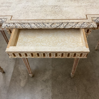 Pair Vintage Cream Console Tables