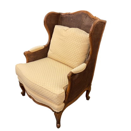 French Country Style Cane Wing-back Armchair