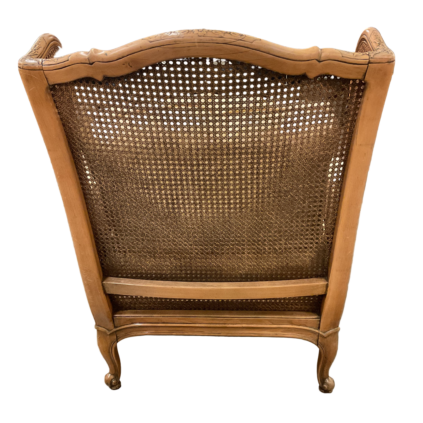 French Country Style Cane Wing-back Armchair
